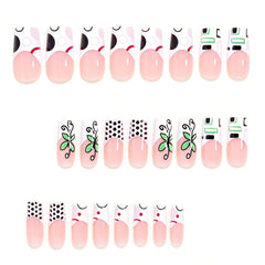 YICKYUE  -  Women's Y2k Press On Nails Flower Irregular Pattern Artistic Resin French False Nails Long Ballet Fashion Manicure Art 24pcs/set