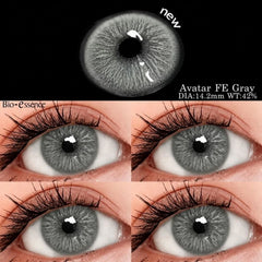 YICKYUE  -  Natural Brown Colored Contact Lenses 14.5mm Big Eyes Glass Pupil Gray Lens Blue Eye Lenses for Daily&Party Makeup