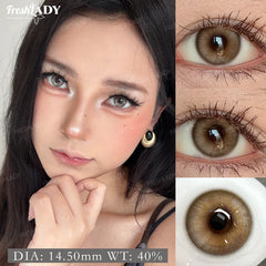 YICKYUE  -  Fresh Lady Glaze Series 1 Pair Colored Contact Lenses Natural Brown Pupils Blue Eyes Contact lenses Gray Soft Contacts 14.50mm