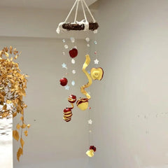 YICKYUE  -  Summer Red Apple Wind Chime DIY Material Kit Apple Roll Pendant Handmade Hanging Ornament Gift for Friends
