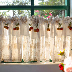 YICKYUE  -  Retro French Punch-Free Door Curtain Home Decoration Antique Bedroom Partition Cabinet Curtain Balcony Printed Half Curtain