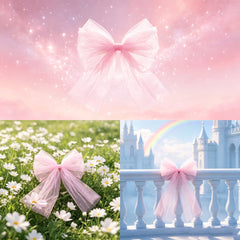 YICKYUE  -  Big Tulle Bow Knot Christmas Tree Decoration Pink White Room Table Decor for Party Accessories
