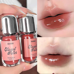 YICKYUE  -  8 Color Glass Water Light Mirror Lip Gloss Lipstick Waterproof and Moisturizing Easy To Colors Nude Pink Daily Korean Lip Makeup