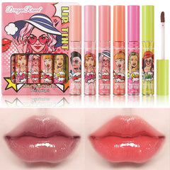 YICKYUE  -  Jelly Mirror Water Light Lip Gloss Lipstick Suit Long Lasting Hydrating and Moisturizing Lip Gloss 6color Sexy Female Lip Makeup