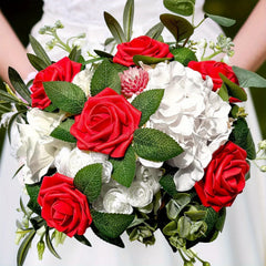 YICKYUE  -  100pcs Delicate Artificial Roses with Stems Foam PE Roses Realistic Appearance DIY Wedding Bouquet Decoration Flowers Art Decor