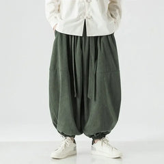 HEARUJOY  -  Men Corduroy Pants Oversized Casual Autumn Wide Leg Trousers Streetwear Harem Pants Men Woman Elastic Waist Loose Pants