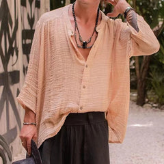 HEARUJOY  -  Spring Summer Fashion Cotton Linen Shirt Solid Long Sleeve Solid Vintage Tops Casual Loose Shirts Cardigan For Men Clothing