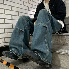 HEARUJOY  -  Spring and Autumn Trendy Men and Women Hip Hop Loose Straight leg Jeans American Retro Wide Leg Personalized Casual Pants y2k