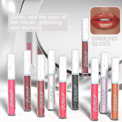 YICKYUE  -  12 Colors Pearlescent Lipstick Diamond Glitter Metallic Lip Gloss Long Lasting Waterproof Lip Glaze Professional Lip Makeup
