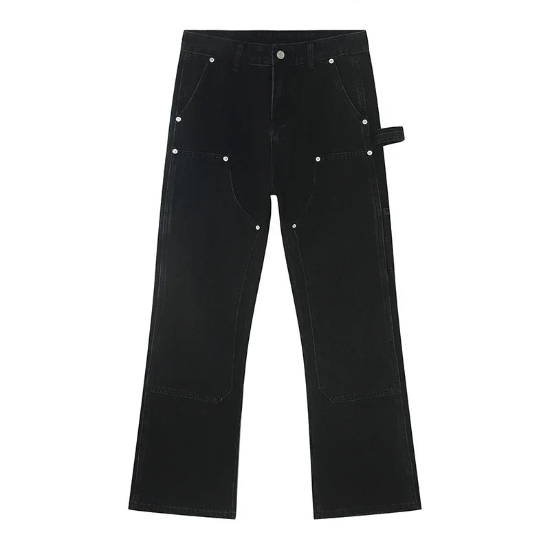 Hearujoy Slim Fit Ruffle Jeans Trend Men Autumn New Korean Style Handsome Double Knee Decoration Straight Denim Pants Fashion 9C1747