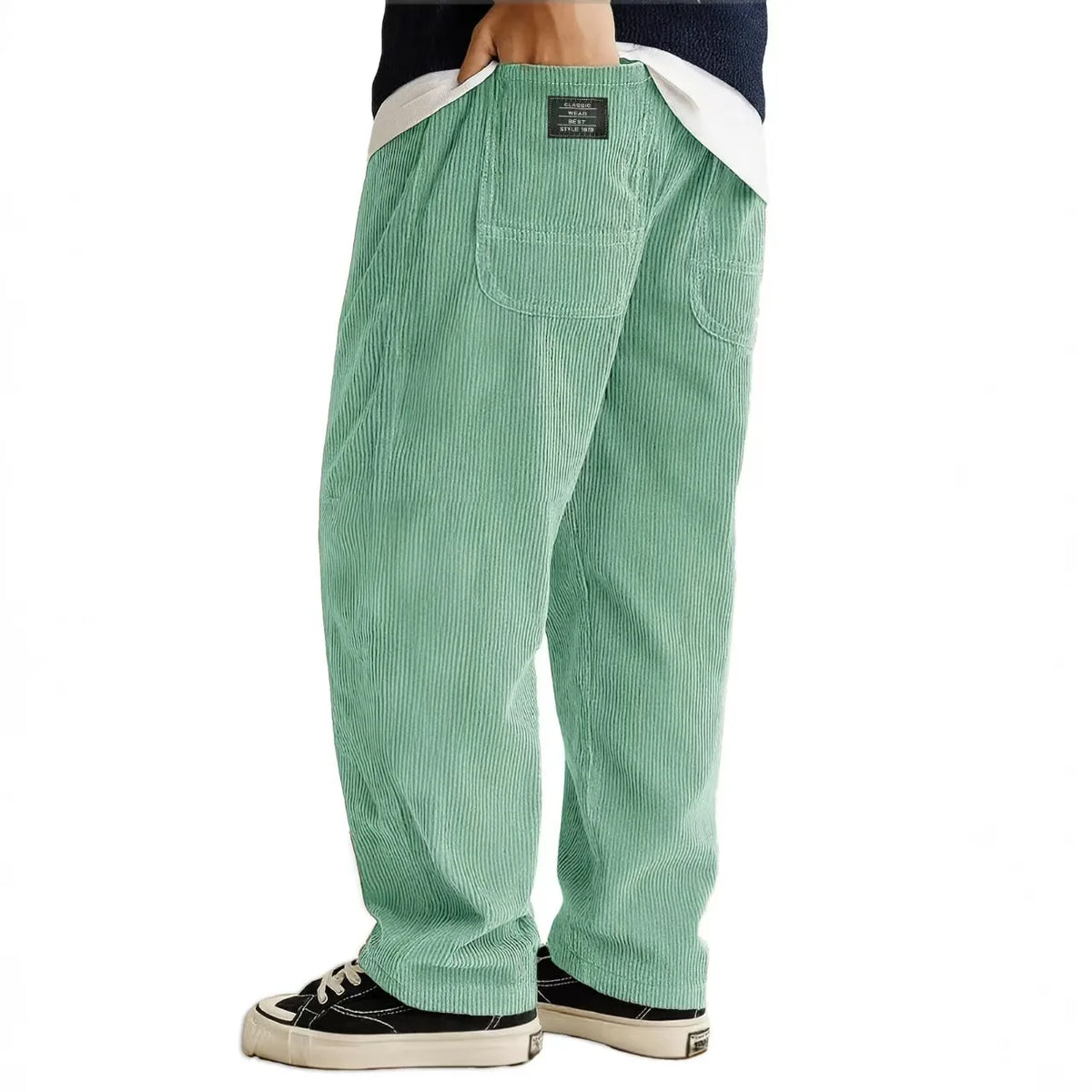 HEARUJOY  -  Spring Autumn New Men's Corduroy Pants American Style Pocket Loose Trousers Embroidered Logo Retro Straight Leg Pant For Male