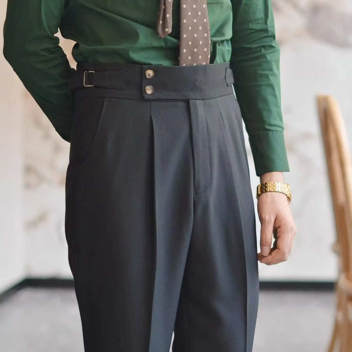 HEARUJOY  -  Spring Autumn Fashion Italian Naples Suit Pants For Men Smart High Waist Straight Trousers Business Casual Solid Slim Fits Pant