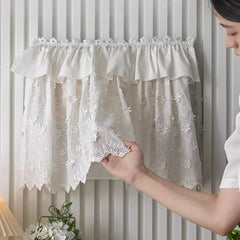 YICKYUE  -  Creative Curtain Sweet Princess Wind Lotus Leaf Edge Lace Small Window Electric Meter Network Cable Boxes Decorative No Drilling