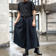 Hearujoy Japan Streetwear Fashion Loose Casual Wide Leg Pant Men Punk Hip Hop Gothic Skirt Pants Black Harem Trousers Genderless Clothes