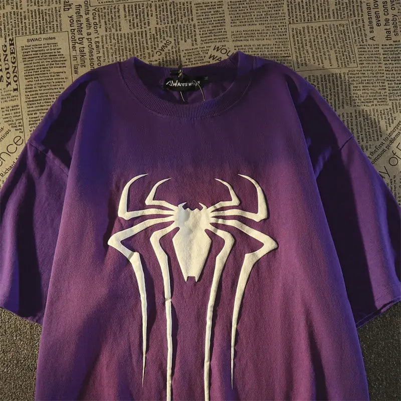 HEARUJOY  -  New American Retro Spider Print T shirt Women's Hot Sale Loose Street men Dopamine Tops summer vintage gothic y2k clothes