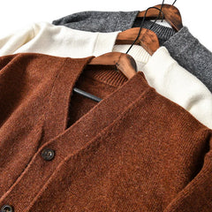 HEARUJOY  -  Men's Thickened Wool V-Neck Cardigan - Winter Warm Minimalist Knit Sweater Layering Top (Trendy) Autumn Winter