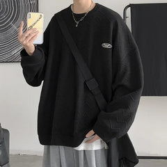 Hearujoy Korean Fashion Sweatshirt Spring and Fall New Striped Loose Pullover Sweater Tops Versatile Streetwear Coat Men's Clothing