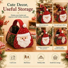 YICKYUE  -  Christmas Quilted Carry Basket, Shelf Baskets, Snowman Storage Basket, Foldable Storage Bin, Santa Claus Folding Organizer Box