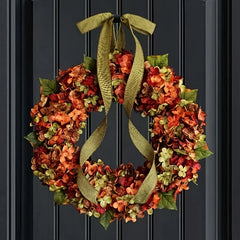 YICKYUE  -  1pc Elegant Autumn Hanging Wreath with Hydrangea Flowers - Classic Style, Wall-Mounted,Ideal for Christmas & Home Decor