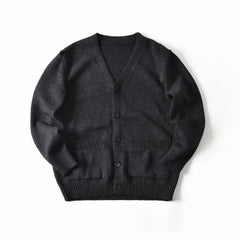 HEARUJOY  -  Premium Wool-Blend Relaxed Fit Layered V-Neck Cardigan Men's Warm Knit Sweater Coat for Autumn/Winter
