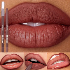 YICKYUE  -  6 Colors Waterproof Matte Lipliner Pencil Black Red Contour Tint Lipstick Long Lasting Non-stick Cup Moisturising Lips Makeup