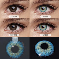 YICKYUE  -  1 Pair Soft Lens Colored Contact Lenses, Small Pupil Eye-Enlarging,  for Daily Cosmetic Makeup & Chic Styling