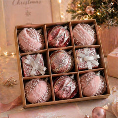 YICKYUE  -  9Pcs Christmas Ball Ornaments 8cm Glitter Christmas Tree Hanging Decorations