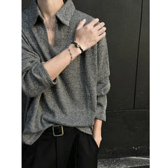 HEARUJOY  -  Spring Lapel Hoodie Men Oversized Casual Sweatshirt Men Korean Loose Pullover Hoodie Mens Hoody Men Long Sleeved T-shirt M-3XL
