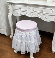 YICKYUE  -  Sweet Pink with White Dressing Bench Cover Chair Covers Living Room Stool Chair Cover Home Textile Decoration Seat Covers