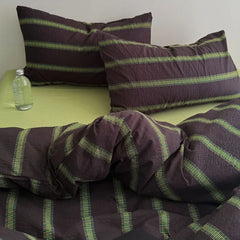 YICKYUE  -  3/4Pcs Bedding Set Minimalist Color-Blocking Striped Bed Linen Double Bedroom Bedspread Sheets With Pillowcase Bedding Duvet Set