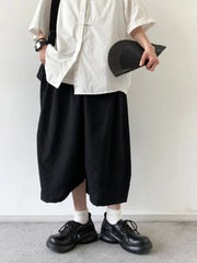 YICKYUE  -  New Summer Chinese Sle Vintage Casual Pants Men's Seven-Foot Thin Workwear Trousers Loose Fit Faion Urban Daily Wear