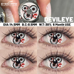 YICKYUE  -  Cosplay Anime Pink/red Colored Contact Lenses Yearly Disposable White Beauty Pupil for Halloween Eyes Beauty