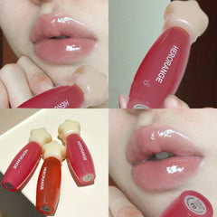 YICKYUE  -  Pink Mirror Crystal Lip Gloss Makeup Clear Glossy Lip Glaze Long-lasting Moisturizing Glass Lipstick Jelly Water Light Lip Tint