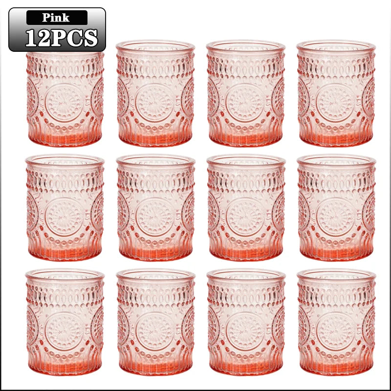 YICKYUE  -  12PCS Glass Candle Holders Votive Candle Jars Empty Container for DIY Candle Making Crafts Holiday Decor Gift for Friends Family
