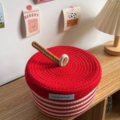 YICKYUE  -  New Apple Basket Storage Basket Cotton Rope Weaving Storage Bucket Cartoon Cosmetics Snacks And Miscellaneous Storage Baske