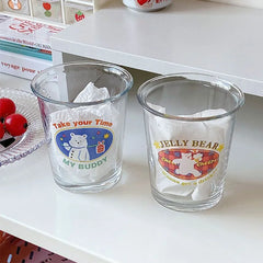 YICKYUE  -  Transparent Glass Cup Juice Cups Cute Tea Milk 300ml Coffee Mug Drinkware Dining for Breakfast Cup Cold Extract Drinkware Cups