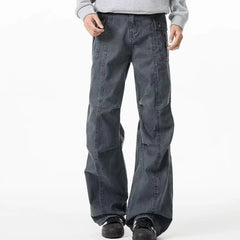 HEARUJOY  -  New Washed Mens Jeans American Simple Trendy Straight Leg Cowboy Pants Fold Multiple Pockets Y2k Male Denim Trousers