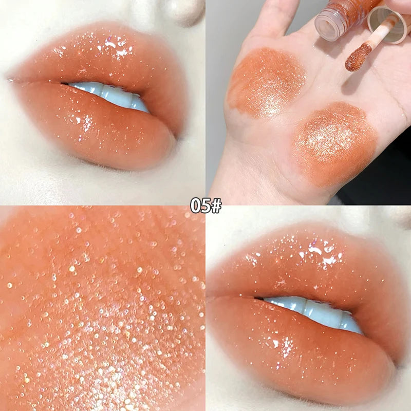 YICKYUE  -  Moisturizing Plump and Sparkling Lip Gloss Mirror Water Lip Glaze Moisturizing Lip Oil Diamond Shimmer Glitter Liquid Lipsticks