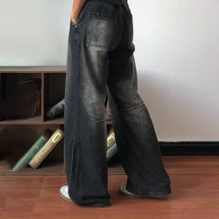 Hearujoy Y2K Mens Pants Heavy Duty Willow Wash Gradient Jeans Autumn Casual Streetwear Loose Versatile Men's And Women’s Baggy Pants