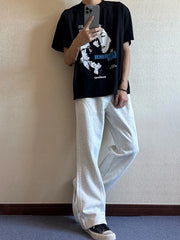 HEARUJOY  -  Casual Loose Fit Straight Leg Sports Sweatpants Comfortable Autumn American Sle Men's Pants Cleanfit Drapey Loose Pants