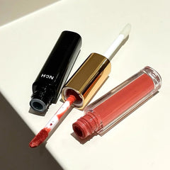 YICKYUE  -  2-in-1 Matte Lip Gloss and Mirror Water Gloss Clear Lip Oil Lasting Color Development Double Headed Lip Glaze Makeup Cosmetics