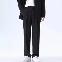 HEARUJOY  -  Summer New Men's Solid Color Thin Straight Trousers Fashion Trend Casual Simple Loose All-match Breathable Men's Bottoms