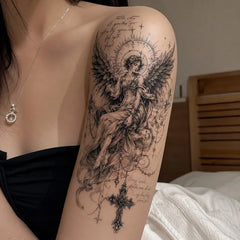 YICKYUE  -  Herbal Angel Tattoo for Woman Man Arm Dark Cross Temporary Tattoos Waterproof Fake Tattoo Art Tattoo Sticker Tatuajes Temporales