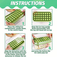YICKYUE  -  Press Ice Tray Bucket Multifunctional 64 Gride Ice Cube Mold Ice Maker with One-touch To Release Portable Ice Box Ice Cube Tray