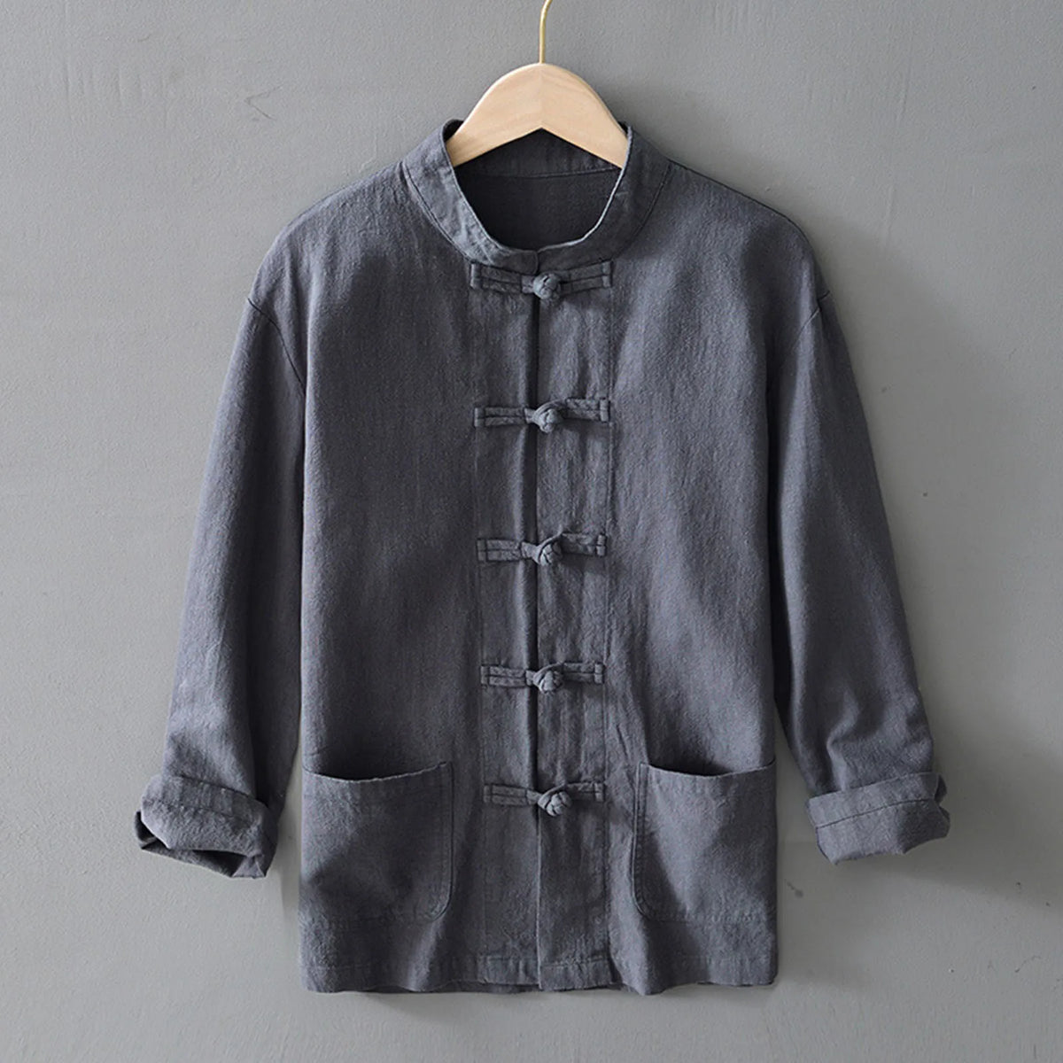 HEARUJOY  -  Mens Spring Summer Casual Solid Loose Long Sleeved Shirt Comfort Classic Fit Office Wear Men'S Shirt