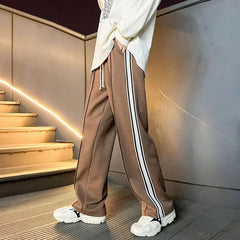 Hearujoy Sweatpants for Men Grey Vintage Trousers Straight Male Sweat Pants Cotton Wide Leg Free Shipping Casual Young La Summer Harajuku