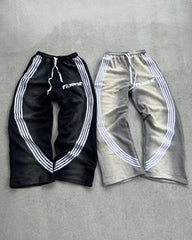 Hearujoy American Vintage Striped Slacks Y2K New Harajuku Sports Pants Men's High Street Punk Hip Hop Casual Joker Loose Wide Leg Pants
