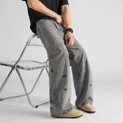 HEARUJOY  -  Hip Hop Straight Leg Jeans Mens 2025 Animal Pattern Printing Trend Loose Male Cowboy Pants Streetwear Unisex Denim Trousers