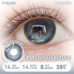 YICKYUE  -  2pcs Moon Overture Cosmetic Contact Lenses Glossy Deep Blue‑Grey Fixed‑Axis Highlight Semi‑Annual Soft Eye Makeup Lenses