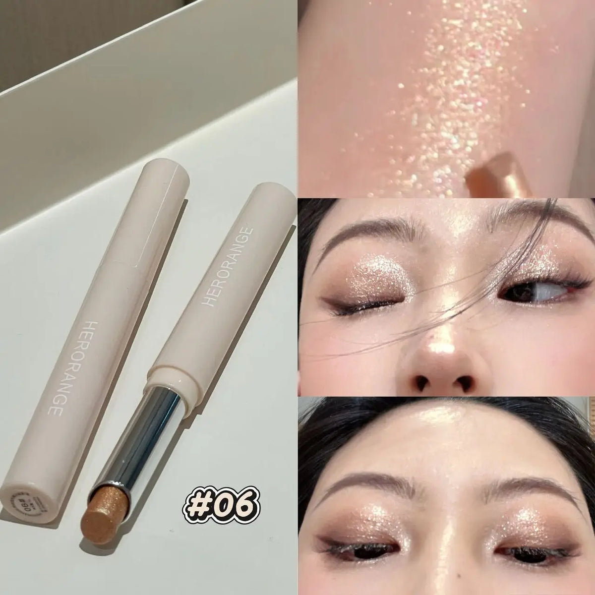 YICKYUE  -  Punk Pearlescent Purple Glitter Eyeshadow Stick Waterproof Lasting Shimmer Blue Eye Shadow Highlighter Pen Eyes Makeup Cosmetics